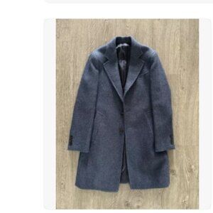 Spier and Mackay Size 36 Medium Blue Herringbone Overcoat